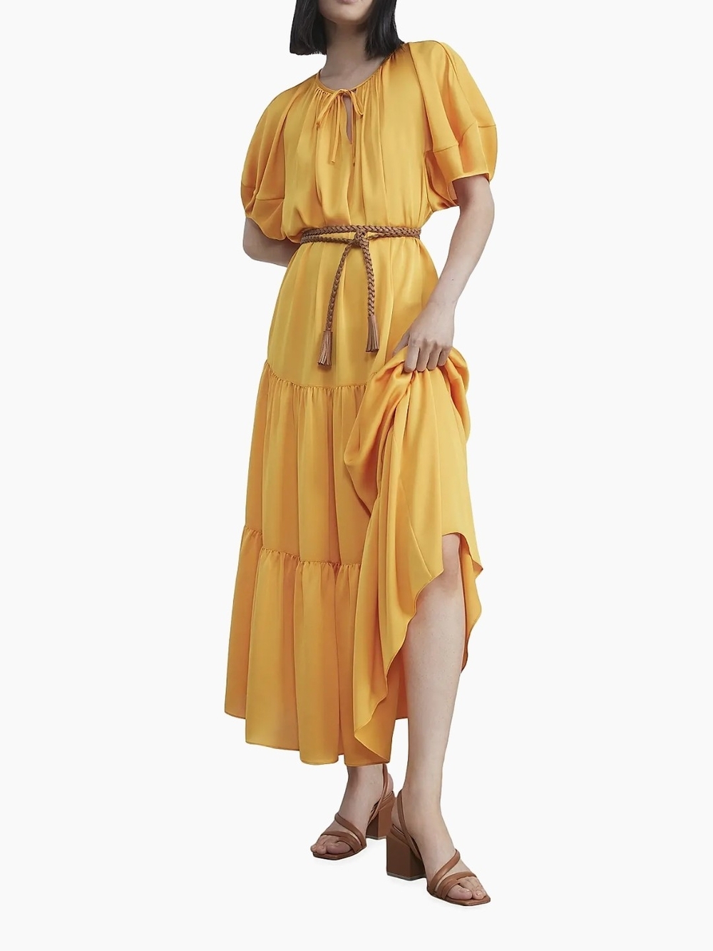 Lafayette 148 New York
Pleated Tiered Belted Midi-Dress